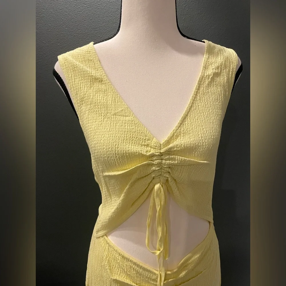 Free People Laila Cutout Mini Dress Small Lemon Yellow NWT